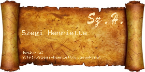Szegi Henrietta névjegykártya